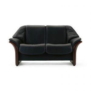 Sofa ELDORADO niedrig 2-Sitzer Leder Paloma black Gestell braun Stressless