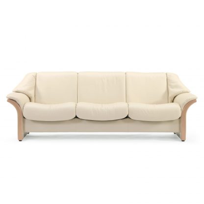 Sofa ELDORADO niedrig 3-Sitzer Leder Batick cream Gestell natur Stressless