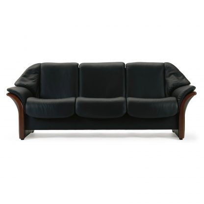 Sofa ELDORADO niedrig 3-Sitzer Leder Paloma black Gestell braun Stressless