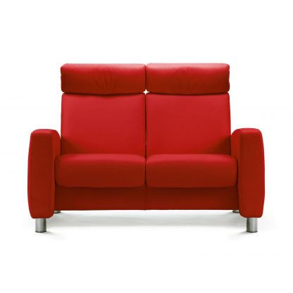Sofa ARION hoch 2-Sitzer Leder Paloma tomato Gestell stahl Stressless