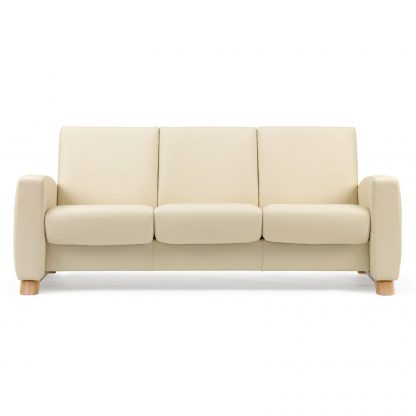 Sofa ARION niedrig 3-Sitzer Leder Paloma vanilla Gestell natur Stressless